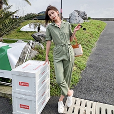 现货-闪电发货2022夏季新款时尚休闲纯色显瘦连衣裤，女装连体裤，新思路