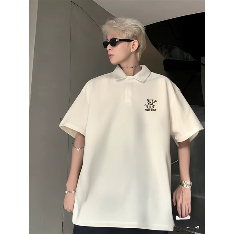 抖音得物供货现货网眼透气翻领T恤美式宽松潮牌短袖POLO衫APL13，男装T恤，电商A443