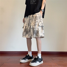 数据款美式扎染刺绣短裤夏季宽松透气休闲五分裤*CK2529*P30控58，男装牛仔裤，星座511-1