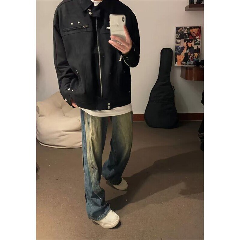 新款解构外套男春季美式高街机车服高级感潮飞行员夹克WL2355-P78,男装夹克,星座1008