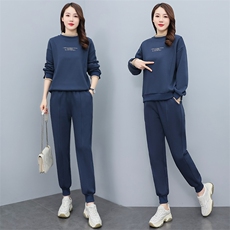 2024秋季新款加绒圆领休闲套装气质舒适减龄，女装运动套装，凯瑟曼