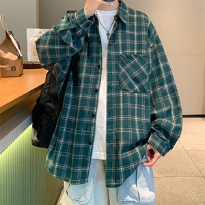 衬衫男秋季新款港风宽松格子长袖衬衣CS550-P38(现货）图片