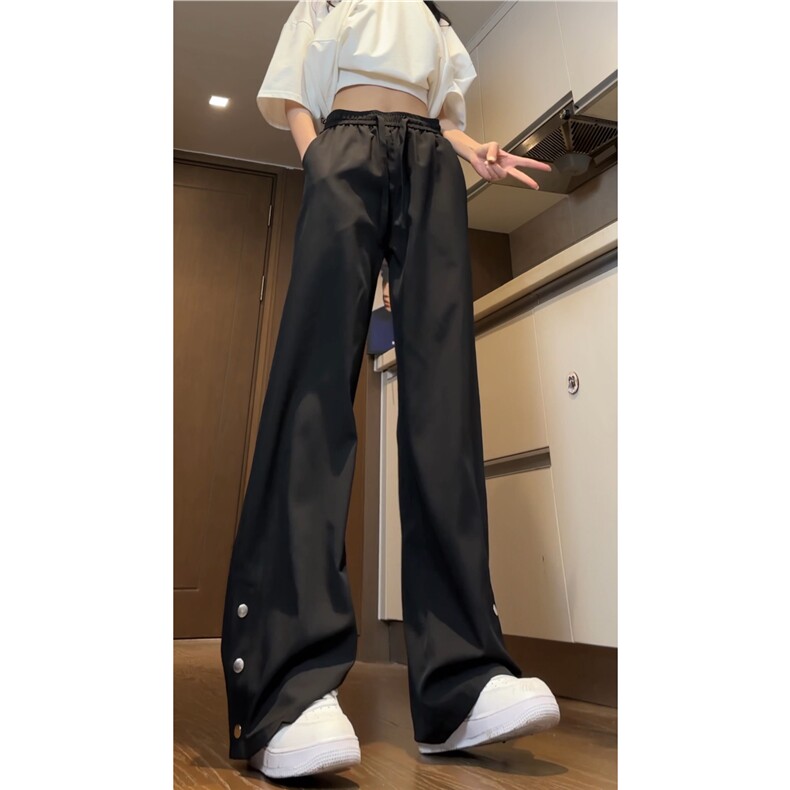 抖音品质潮流双色透气冰丝排扣宽松休闲裤B315-K24137-特p35控68图片