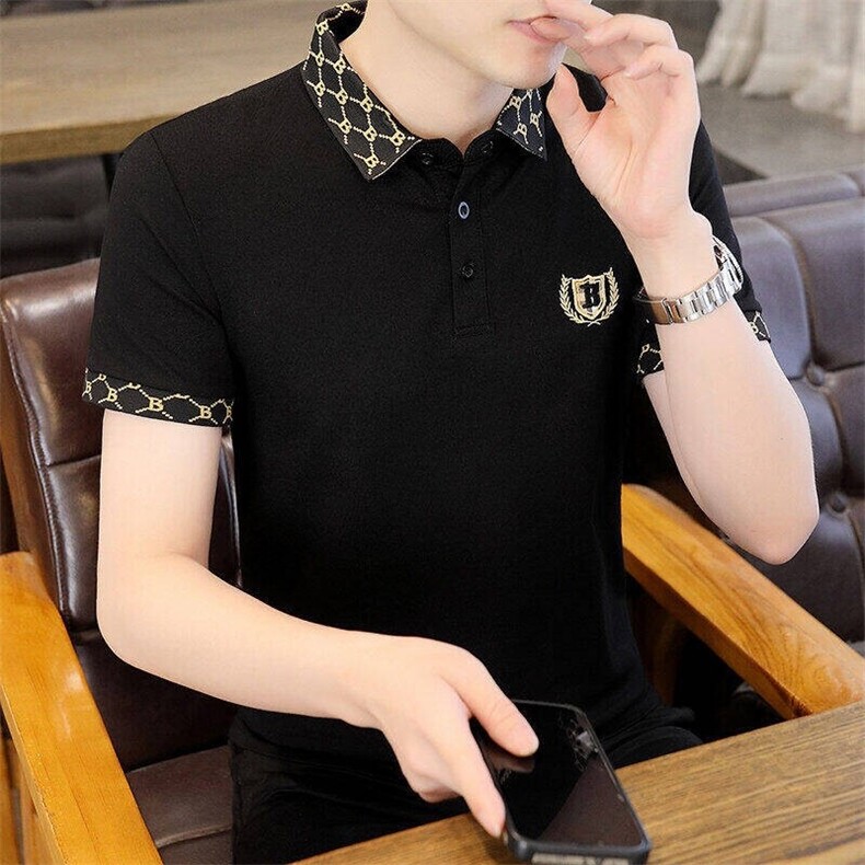 83081-P38小标刺绣打底衫夏季新款短袖Polo衫男休闲T恤，男装Polo衫，电商D310B-1
