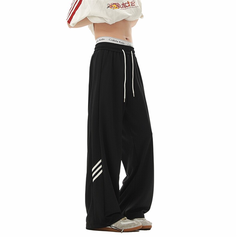 美式高腰三条杠休闲裤男2026宽松慵懒风直筒卫裤25XK67062特批35，男装休闲裤，电商A042