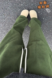 300g保暖双面摇粒绒男宽松斜切口袋拉链休闲裤K24089-特P33控65图片
