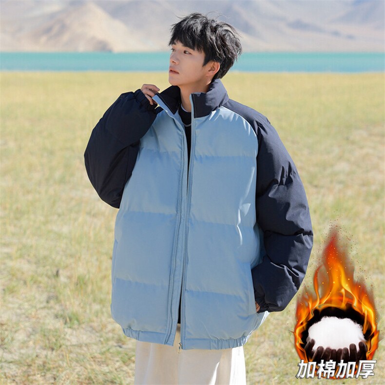 日系拼色立领棉衣服外套男士冬季情侣款宽松保暖棉袄M8666-P60特,男装棉衣,星座610（原A335）