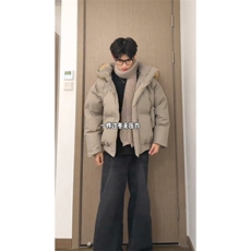 现货三防重磅硬挺boxy短款羽绒棉衣座山雕大毛毛领PU皮棉服外套冬，男装棉衣，电商A486-1