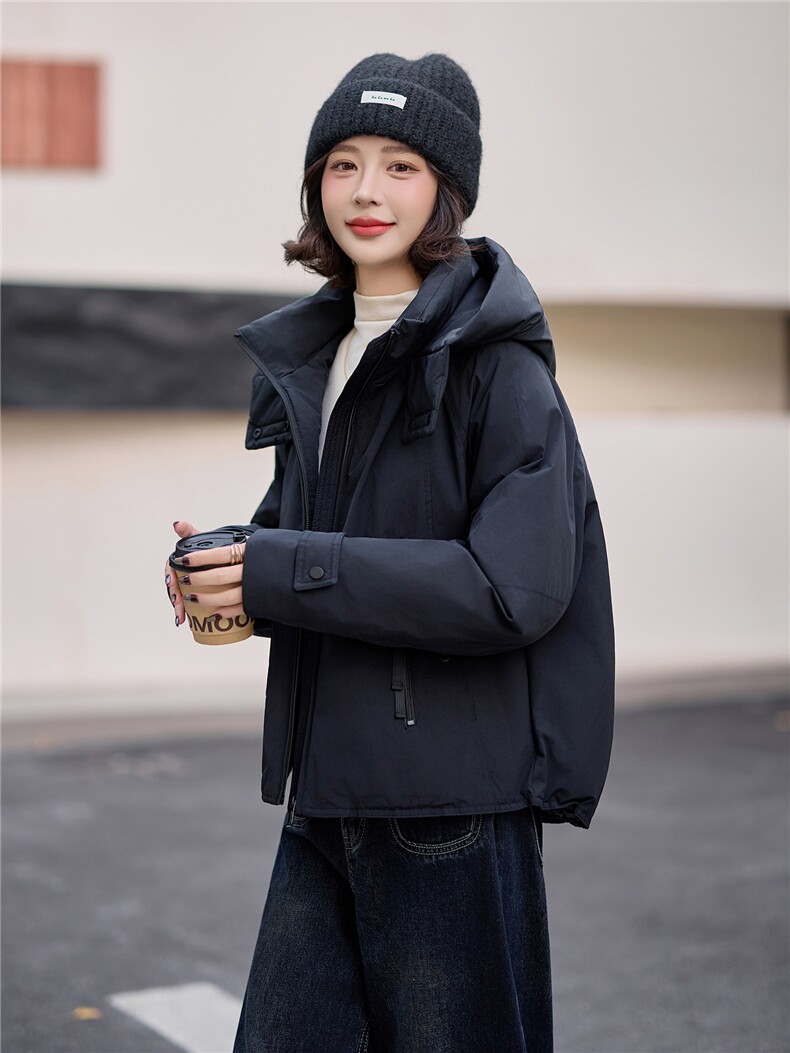 爆《2025冬季新款连帽90白鸭绒羽绒服休闲防风保暖派克服加厚外套,女装羽绒服,欧米莱