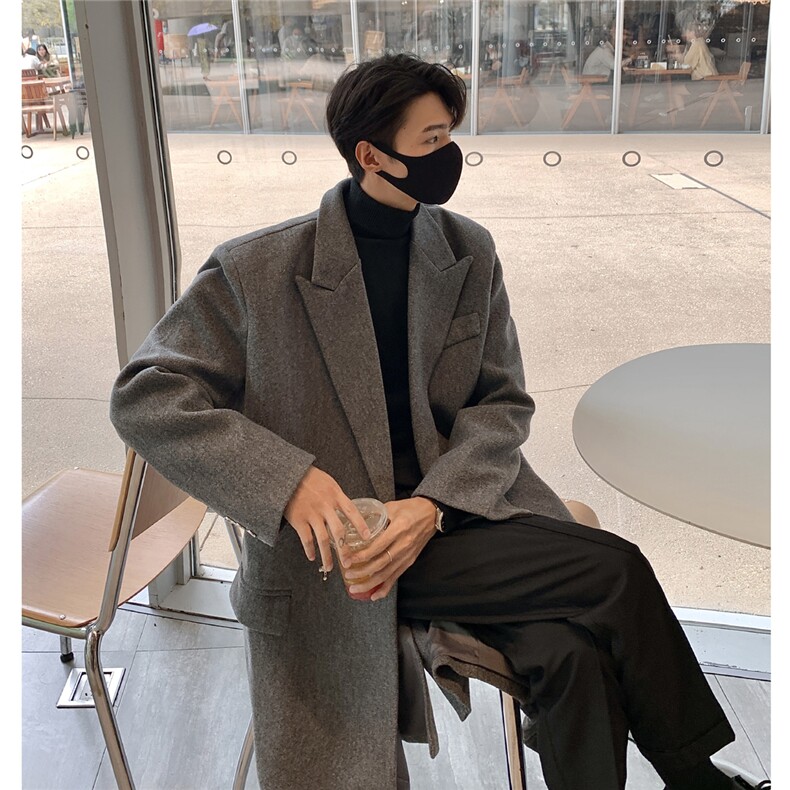 2025港风中长款英伦金属装饰毛呢风衣男聚酯纤维FY77072P138，男装风衣，星座227-7