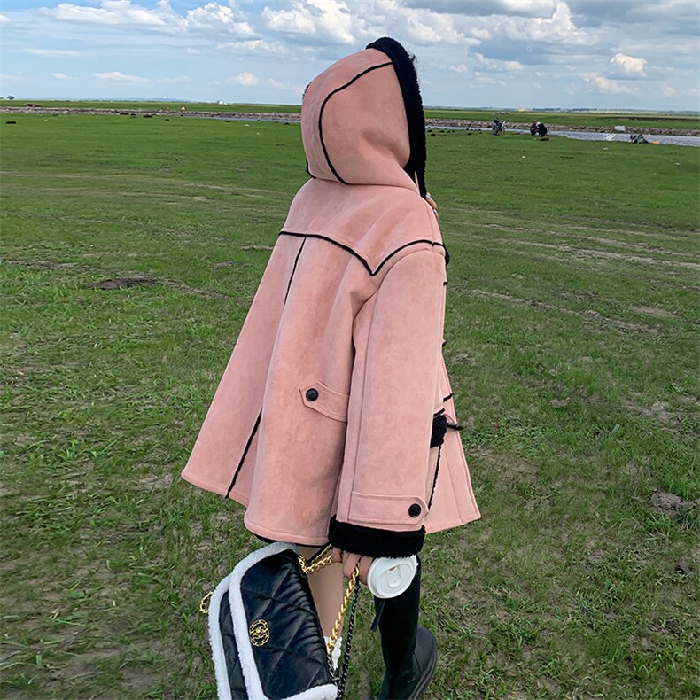 【新款】粉色皮毛一体羊羔毛外套886-P190-K289,女装棉衣/棉服,2C305