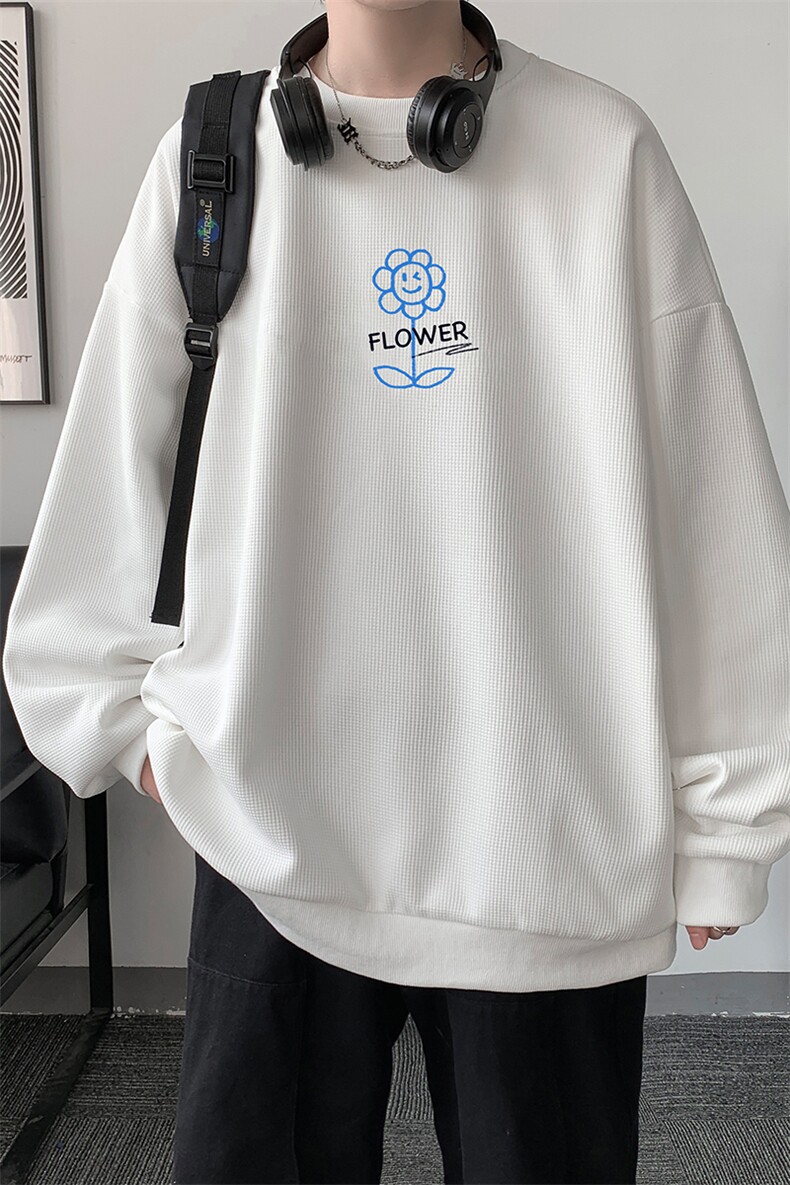 华夫格卫衣圆领卫衣男大码长袖t恤男外套HW76274-P30,男装卫衣,电商A040