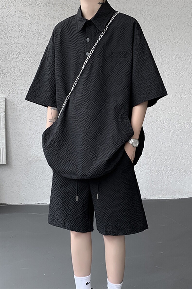 8XL-M日系工装短袖衬衫男夏季POLO衫t恤休闲运动套装TZ38004特P55,男装Polo衫,电商B312