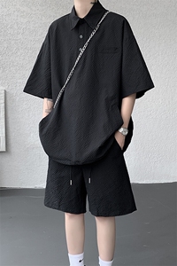 8XL-M日系工装短袖衬衫男夏季POLO衫t恤休闲运动套装TZ38004特P55图片