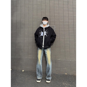 潮美式街头蜘蛛夹克棒球服cleanfit潮牌宽松外套 JK612 特P60图片