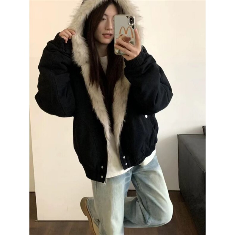 河南大厂货重磅硬挺短款座山雕毛领棉衣男女加厚外套XM09P95特，男装棉衣，电商D256-3(原A064-3)