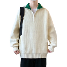 84676-P68半拉链毛衣男立领慵懒高级感宽松套头打底针织衫外套，男装针织衫/毛衣，电商D310B