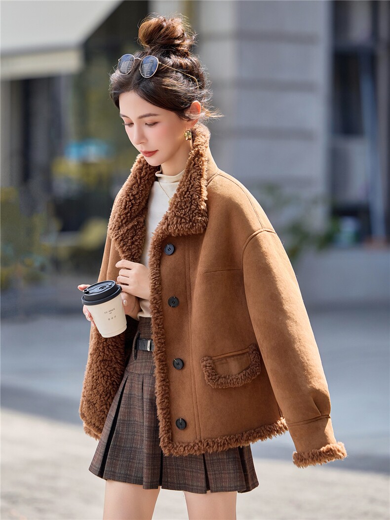 2025冬季新款~~双面穿皮毛一体,女装棉衣/棉服,意芙