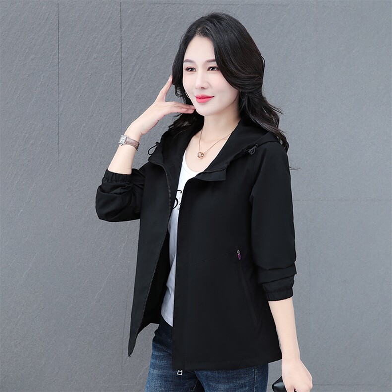 燕颉女士连帽冲锋衣秋季春秋新款2025夹克休闲时尚宽松外套上衣,女装短外套,燕颉服饰