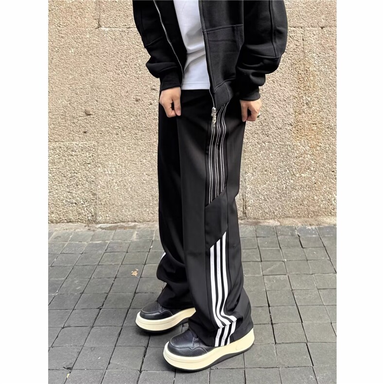 美式休闲裤男秋冬潮牌条纹慵懒风垂感直筒长裤LC2877-P36加绒45,男装卫衣,星座1008