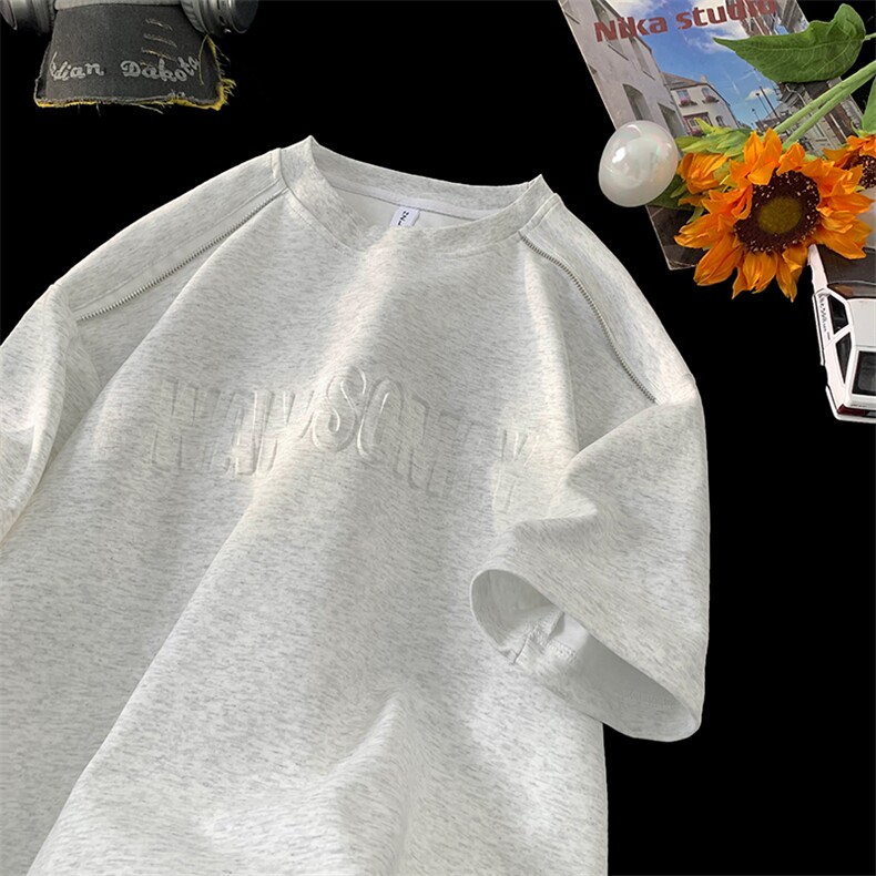 钢印拉链曼巴棉280克短袖宽松大码T恤TT8313特p35控59，男装T恤，星座804-1