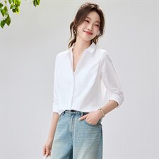 2026春夏新款白色衬衫女宽松显瘦通勤百搭衬衣韩系简约温柔气质，女装衬衫，艾米