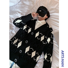 M3107-P85秋冬加厚宽松潮针织开衫外套男女情侣中性毛衣上衣控98，男装针织衫/毛衣，电商A009A（原A058A）