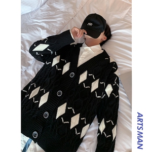M3107-P85秋冬加厚宽松潮针织开衫外套男女情侣中性毛衣上衣控98图片