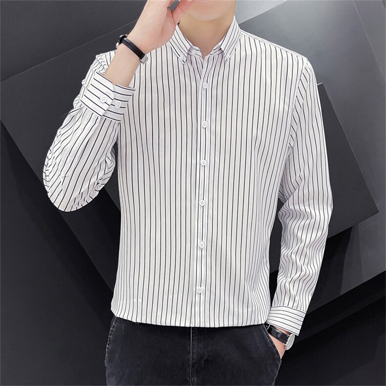 春装新款弹力冰丝长袖衬衫韩版修身男士衬衣CS122--P25，男装衬衫，星座102C-1(原星座100)