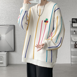 8XL-M 特大码冬季慵懒?宽松感拼色流苏软糯羊针织毛衣MY1203P65图片