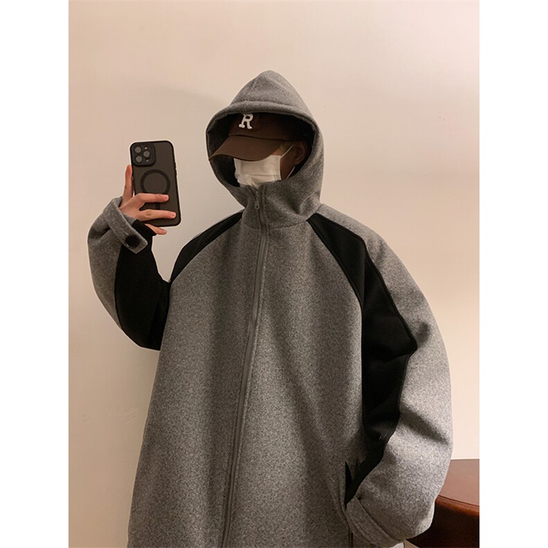 撞色棉衣毛呢外套加厚夹克棉袄港风棉服日系1016-1W88P128K158,男装夹克,星座1016-1（原电商B408-1）