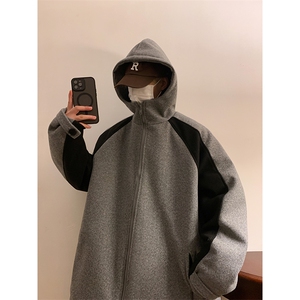 撞色棉衣毛呢外套加厚夹克棉袄港风棉服日系1016-1 W88 P128 K158图片