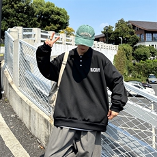 POLO衫男韩版潮流字母高街帅气2023秋冬新款ins宽松外套WB136-P38，男装Polo衫，星座412-2