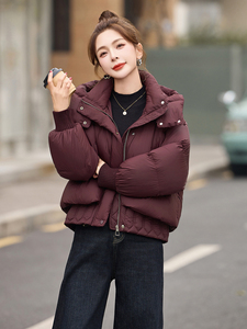 2025冬装时尚保暖减龄90%白鸭绒羽绒服女连帽显瘦面包服外套图片