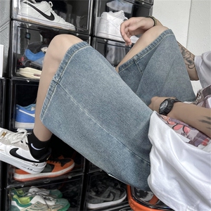 2023夏季牛仔短裤男士宽松直筒中裤炸街五分裤子A080-9519-P40