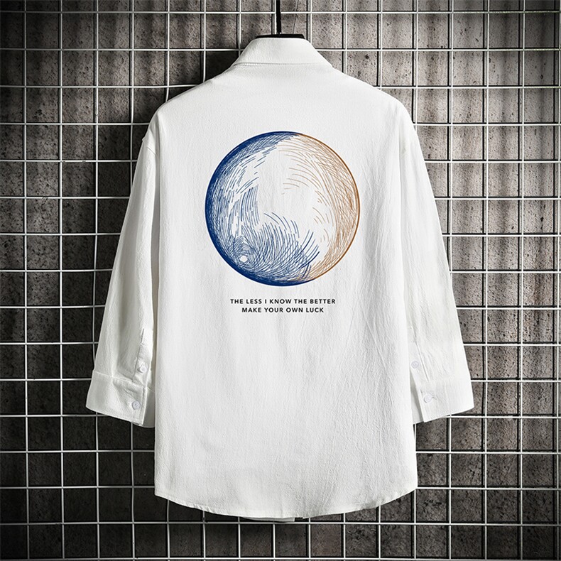 QC58330-P45亚麻七分袖衬衫男大码五分袖衬衣男短袖，男装T恤，电商A040A