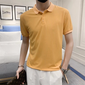 短袖polo衫男潮牌潮流纯色针织翻领t恤男装保罗商务半袖衣服 T539图片