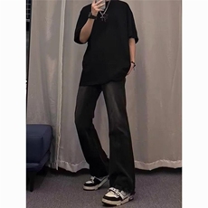 W10691-P21特批网图现货黑色水洗牛仔裤美式高街vibe修身长裤，男装牛仔裤，星座1608