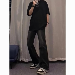 W10691-P21 特批 网图现货 黑色水洗牛仔裤美式高街vibe修身长裤图片
