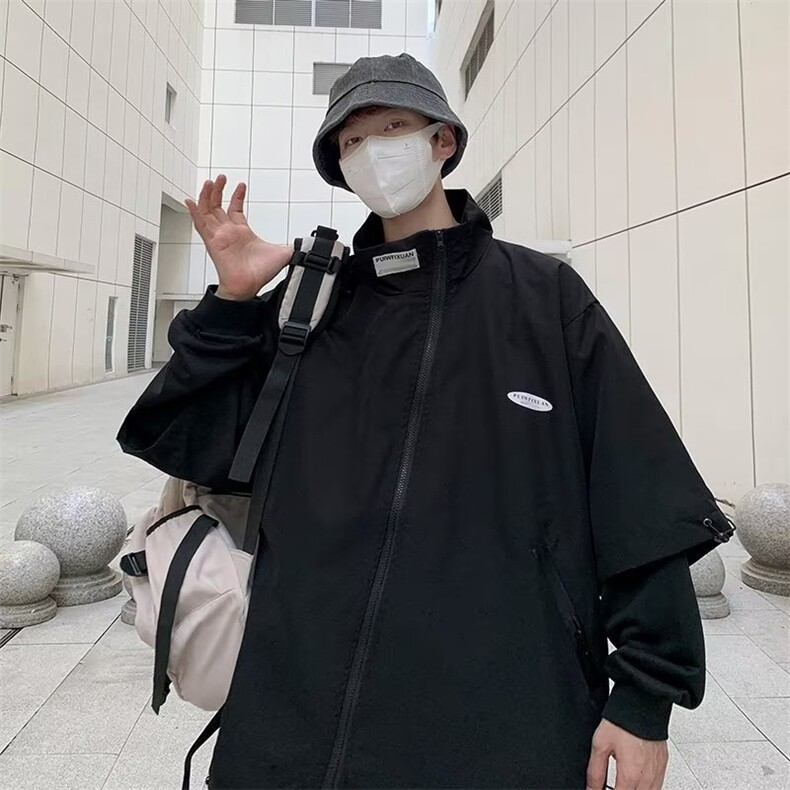 潮牌设计感工装外套男秋季新款美式高街斜拉链夹克上衣W3574-P55,男装夹克,星座512-2