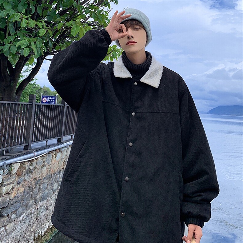 特批78无差价美拉德风羊羔毛灯芯绒翻领夹克男潮棉衣大码棉服M82,男装棉衣,电商A001-1