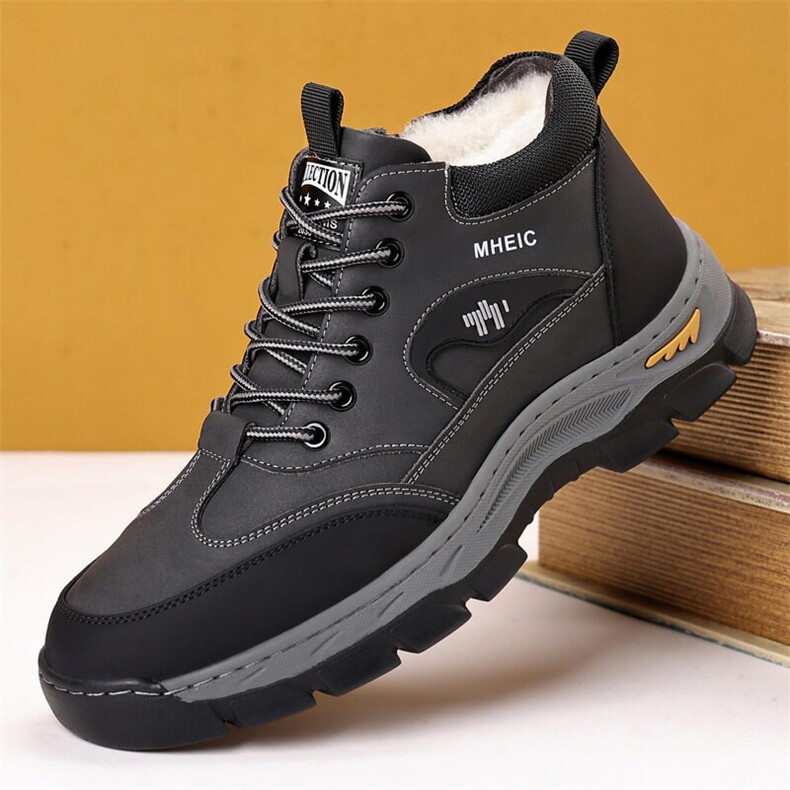 X4608-165男鞋2024冬季复古休闲高帮男加绒厚底休闲棉鞋，男鞋靴子，星座1407-3
