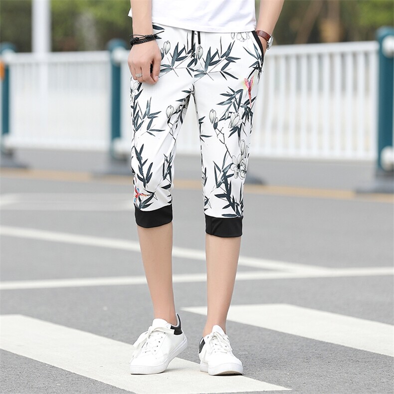 夏季七分裤男生微弹休闲男士花色青年中裤模特图214-218p30,男装休闲裤,星座1203