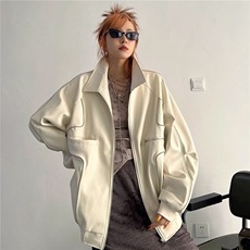 复古甜酷皮衣外套女2025秋冬新款百搭休闲机车服宽松长袖夹克上衣，男装夹克，星座506A