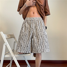 2025夏季新款灯芯绒格子条纹设计宽松短裤B315-K25506-特p25控48，男装牛仔裤，电商B315