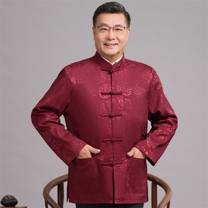 2024高品质中老年风唐装外套春秋中式复古盘扣爸爸过生日外套图片