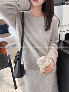 高级感灰色加厚毛衣女秋冬新款宽松韩版慵懒风针织衫上衣潮图片