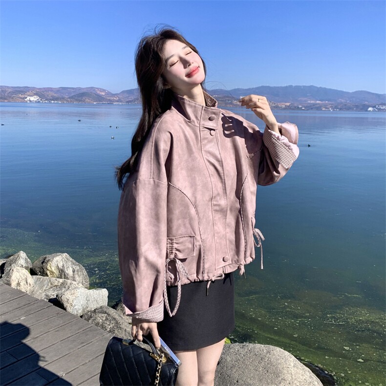 已出大货【26春新款】晕染皮外套2D001-6751-P175-K288,女装短外套,2D001