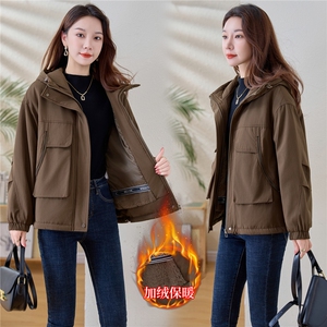 现货！现货！加绒加厚派克服2025冬季女装新款宽松休闲连帽棉服图片