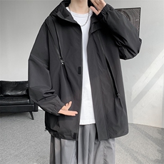 JK8186-P75拉链装饰潮牌冲锋衣夹克工装连帽登山服，男装夹克，星座703